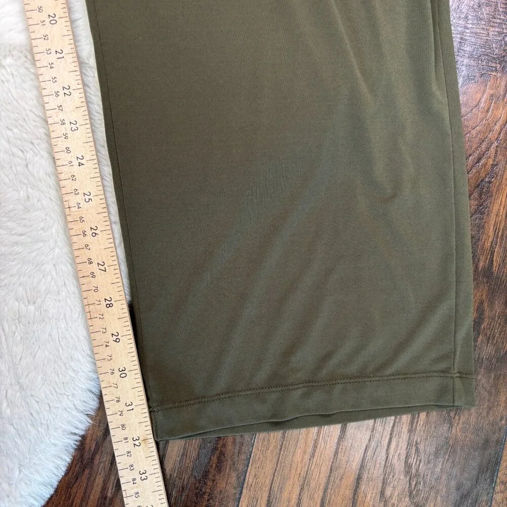 Susan Graver Pull-On Pants 3XT Olive Green Straight Leg Elastic Waist Stretch - Picture 9 of 11